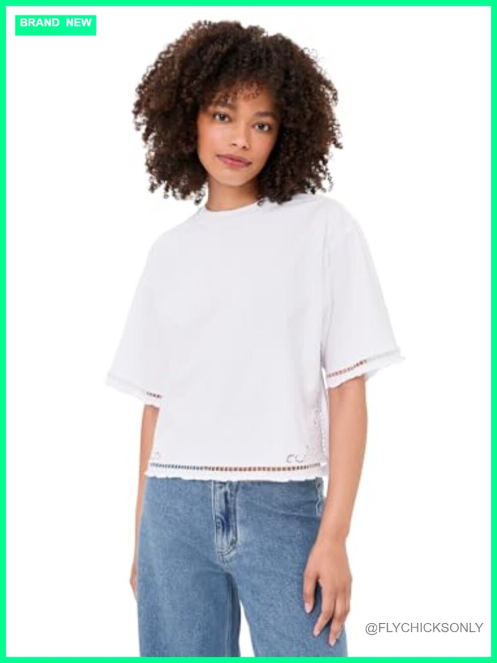 Madewell Boxy Crop Tee Lightweight Stretch Jersey Eyelet T-Shirt